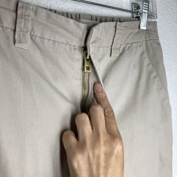 Zadig & Voltaire Pants Womens 36 Beige Tuxedo Stripe Gold Trim Casual Cotton - Picture 5 of 9